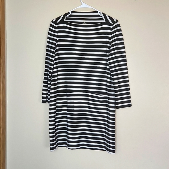 kate spade Dresses & Skirts - Kate Spade Black & White Striped Long Sleeve Dress w/ Front Pockets